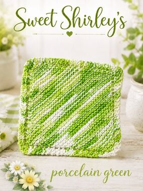 Bundle of 3 “Porcelain Green” Sweet Shirley Dishcloths
